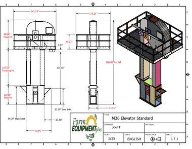 Model 36 Industrial Bucket Elevator 11,000 BPH