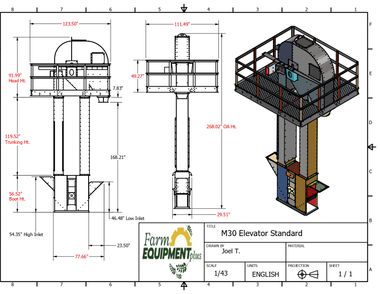 FEP Galvanized Elevator Model 30 Grain Leg 7200 bph
